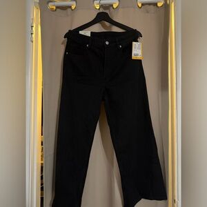 H&M Wide Leg high waisted cropped black jeans